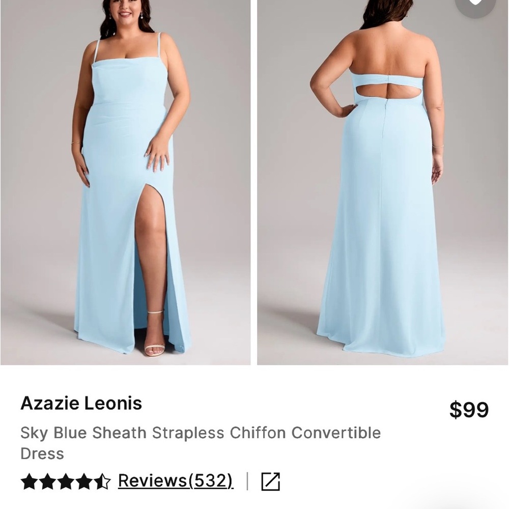 Azazie Leonis Sky Blue Strapless Chiffon A12 - Picture 8 of 8
